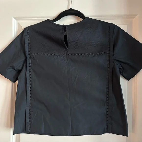 Rag & Bone Alta Cropped Knit Trim Blouse - Picture 3 of 7